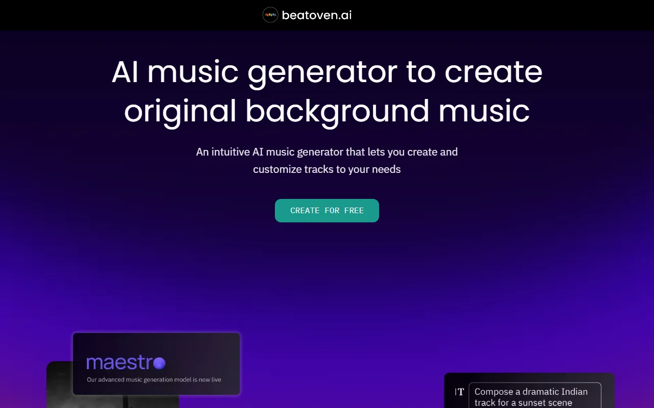 Beatoven.aiのスクリーンショット