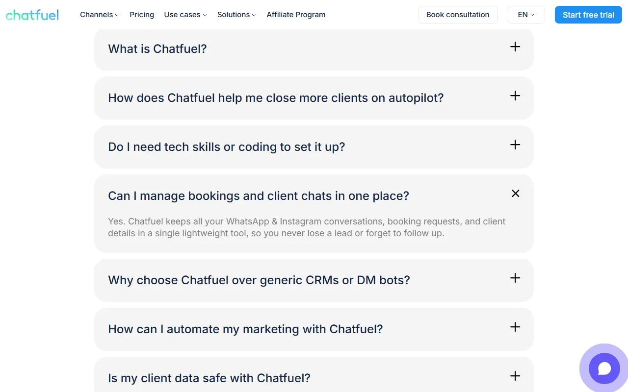 Chatfuelのスクリーンショット