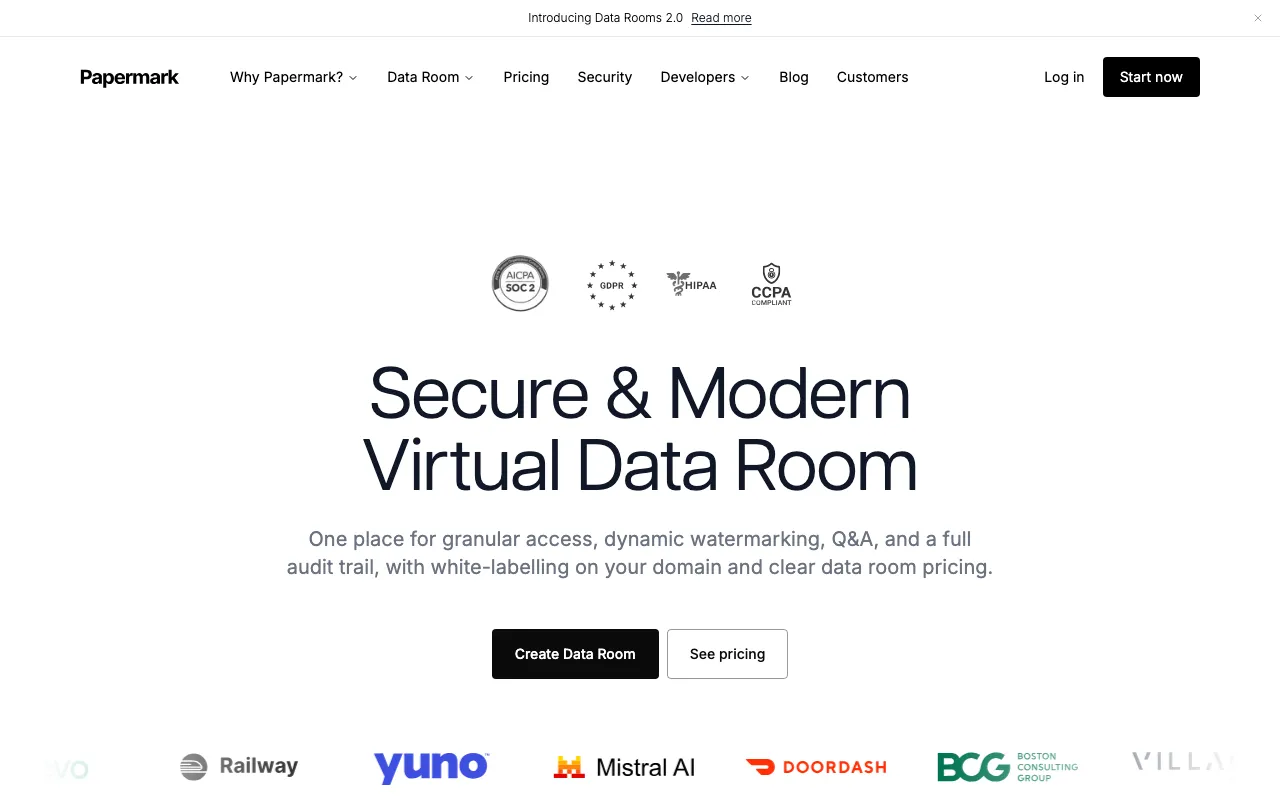 Papermark Virtual Data Roomのスクリーンショット